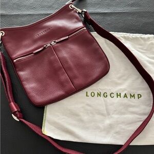 Longchamp Deep Red Leather Crossbody Bag